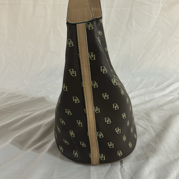 Dooney & Bourke | Monogram Logo Mini Hobo Bucket Bag Purse Leather Vinyl - Picture 4 of 13